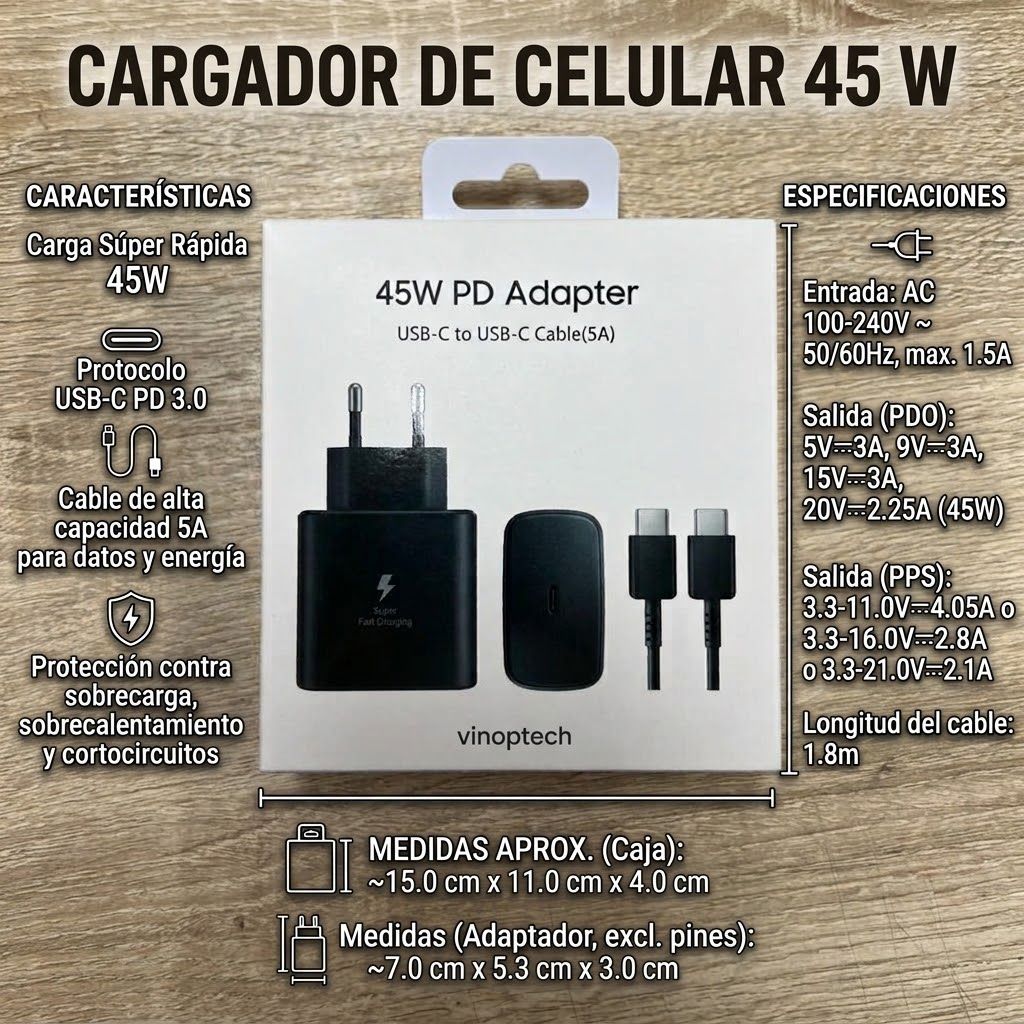 Cargador de celular 45 w