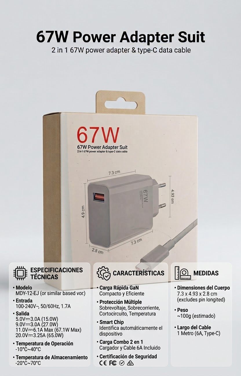 Cargador de celular 67w