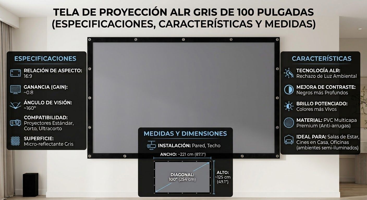 Tela de proyeccion ARL griss de 100 pulgadas