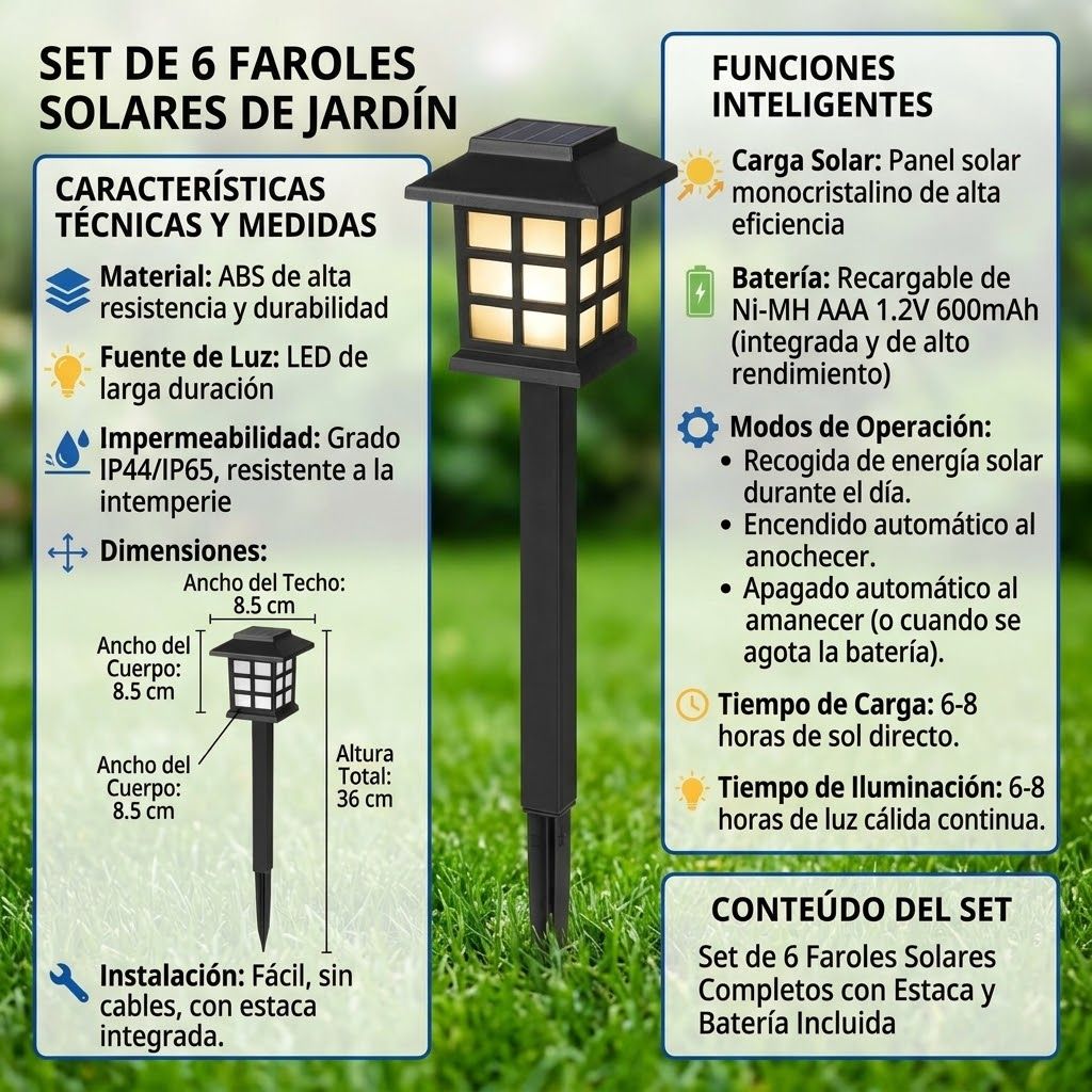 set de 6 faroles solares