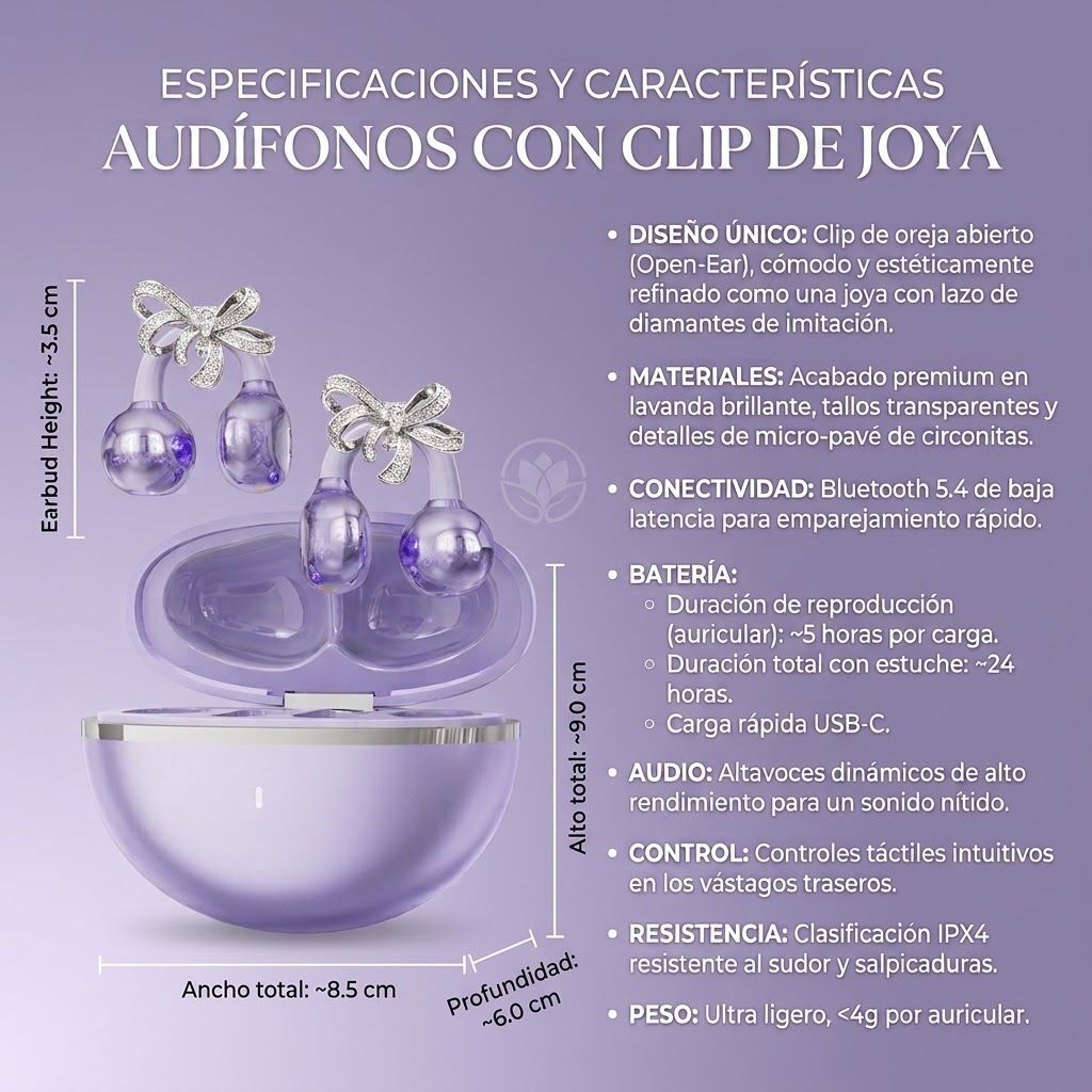 Audífonos de clip estilo joya